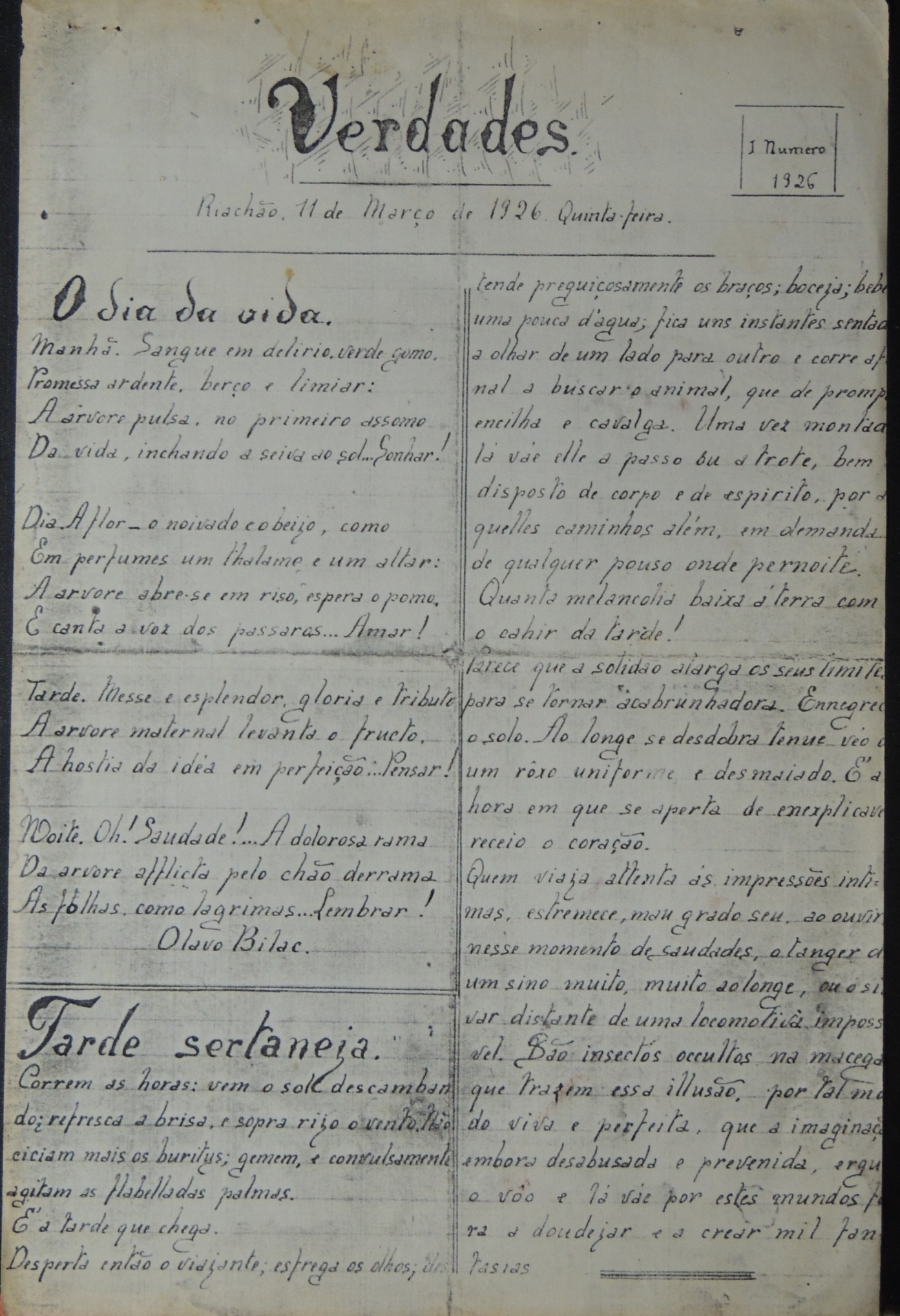 Capa do Jornal Verdades de 1926